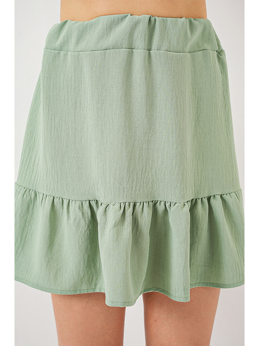 Yeşil Kadın Ayrobin Mini Etek 8054 - Mint-5