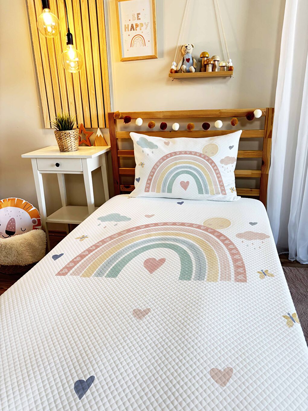 Karışık Baskılı Kalp Desenli Pike-1