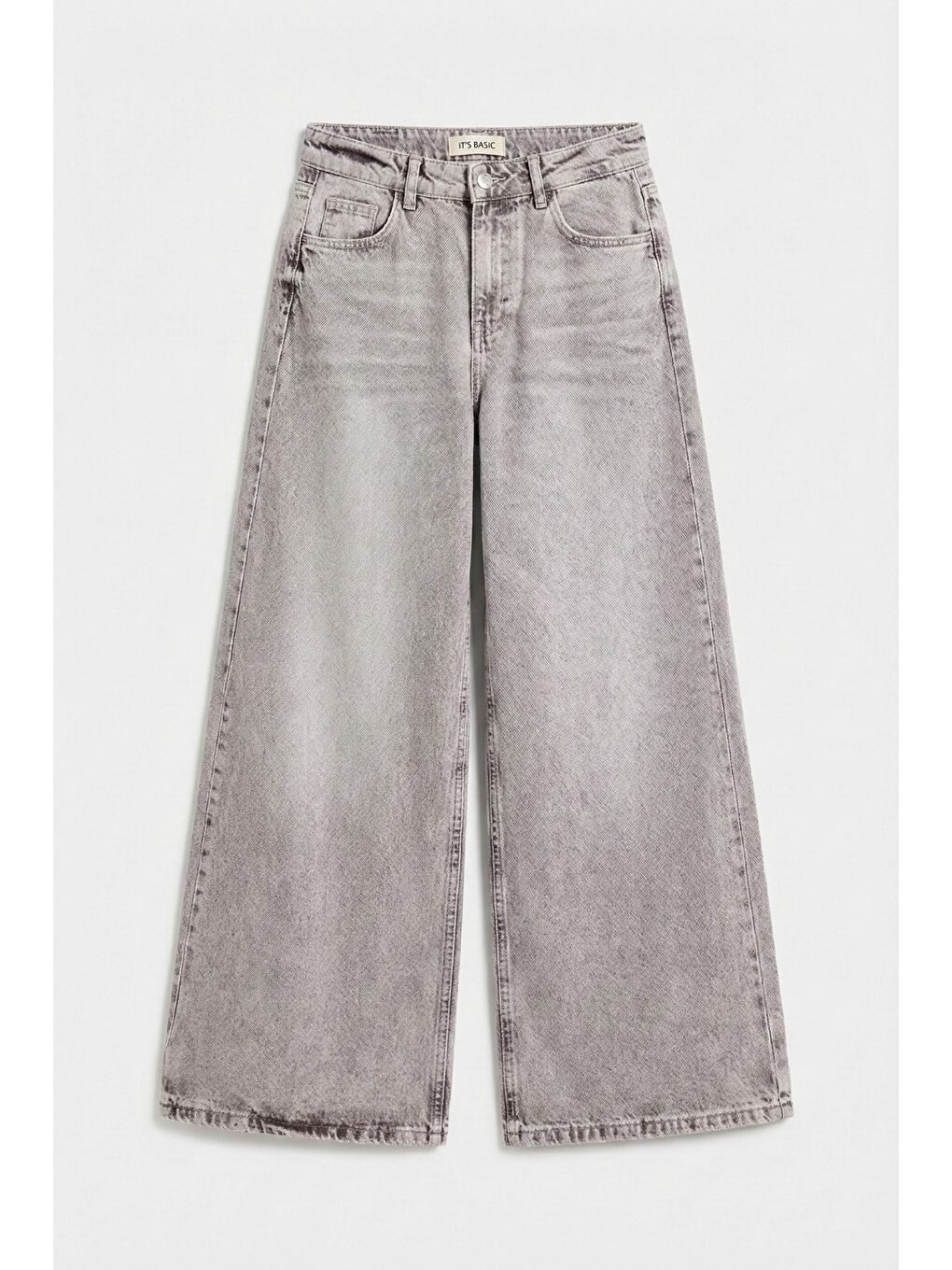 Bej Kadın Taş Rengi 4s6-158 Elephant Leg Fit Süper Bol Kesim Denim Jean-4