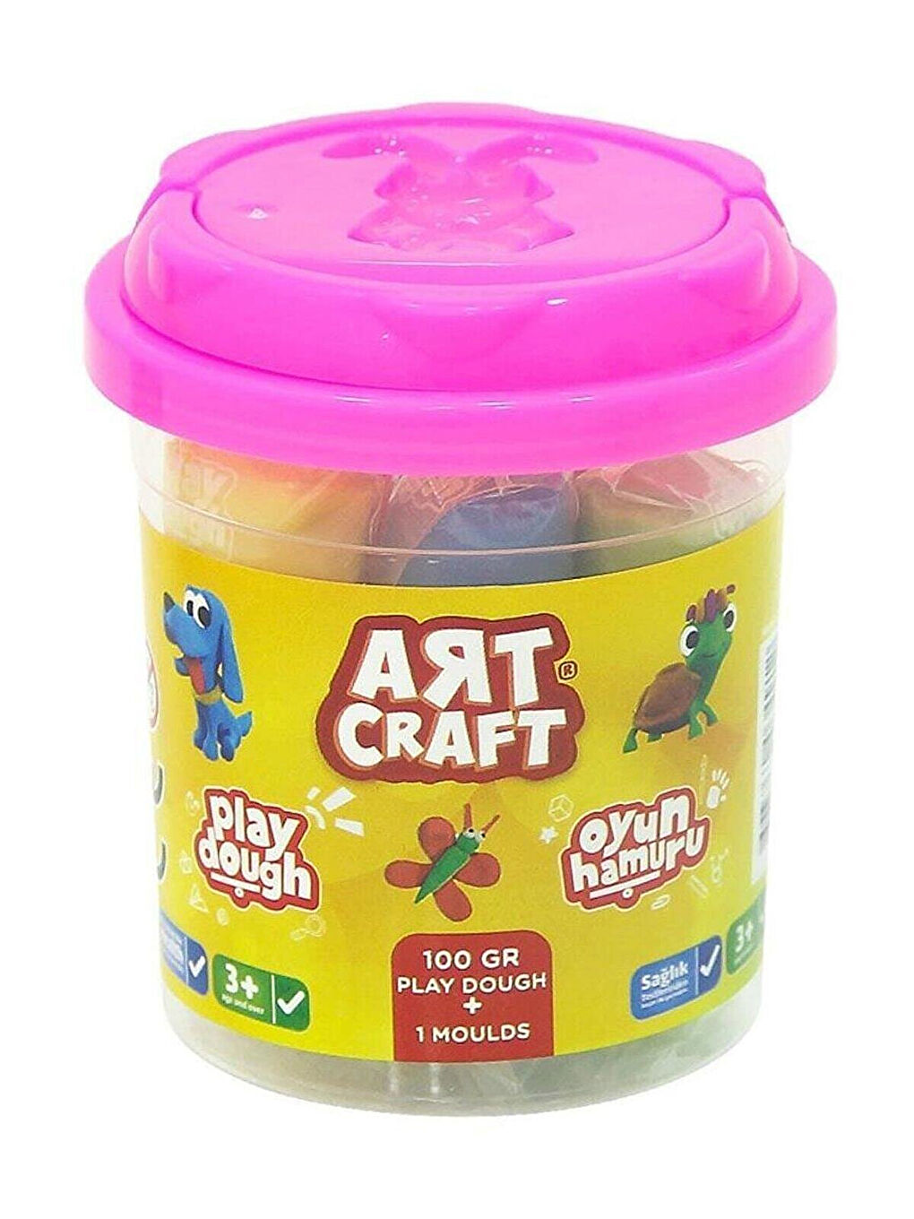 ART CRAFT Dede Küçük Kova 5 Renk 100 Gr Oyun Hamuru Pembe 3+ Yaş