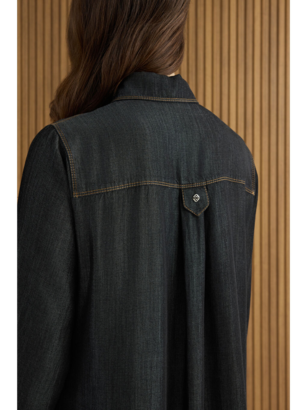 Siyah Denim Görünümlü Ferace-4