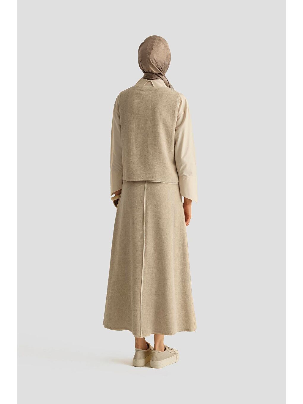 Bej Hasır Dokulu Yelekli Takım 25Y6028 Aytaşı-5