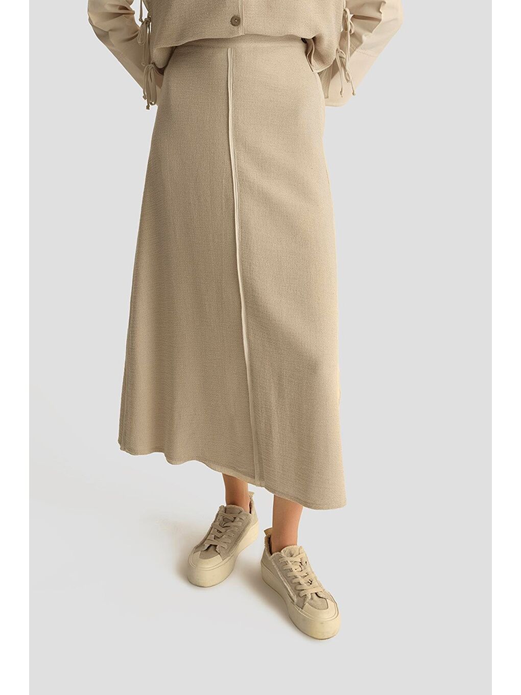 Bej Hasır Dokulu Yelekli Takım 25Y6028 Aytaşı-6