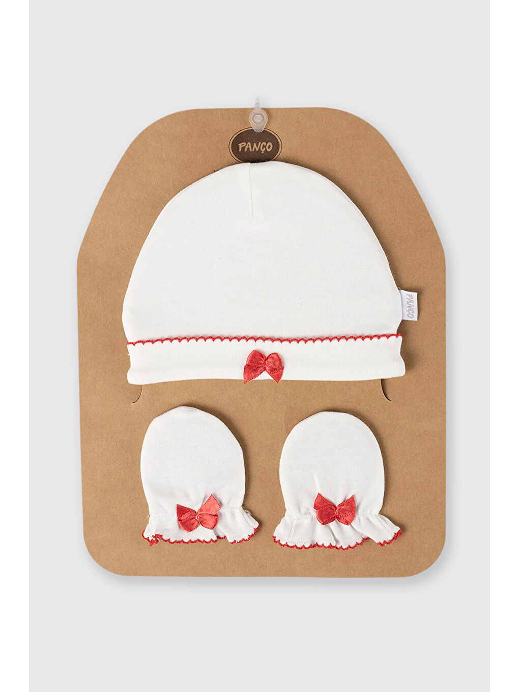 Yenidoğan Kurdela Detaylı Ekru Şapka-Eldiven Seti-2