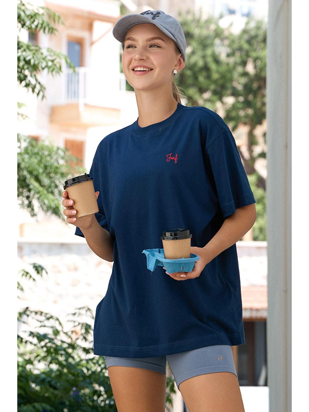 Lacivert Üst Giyim, T-shirt, Aura-4