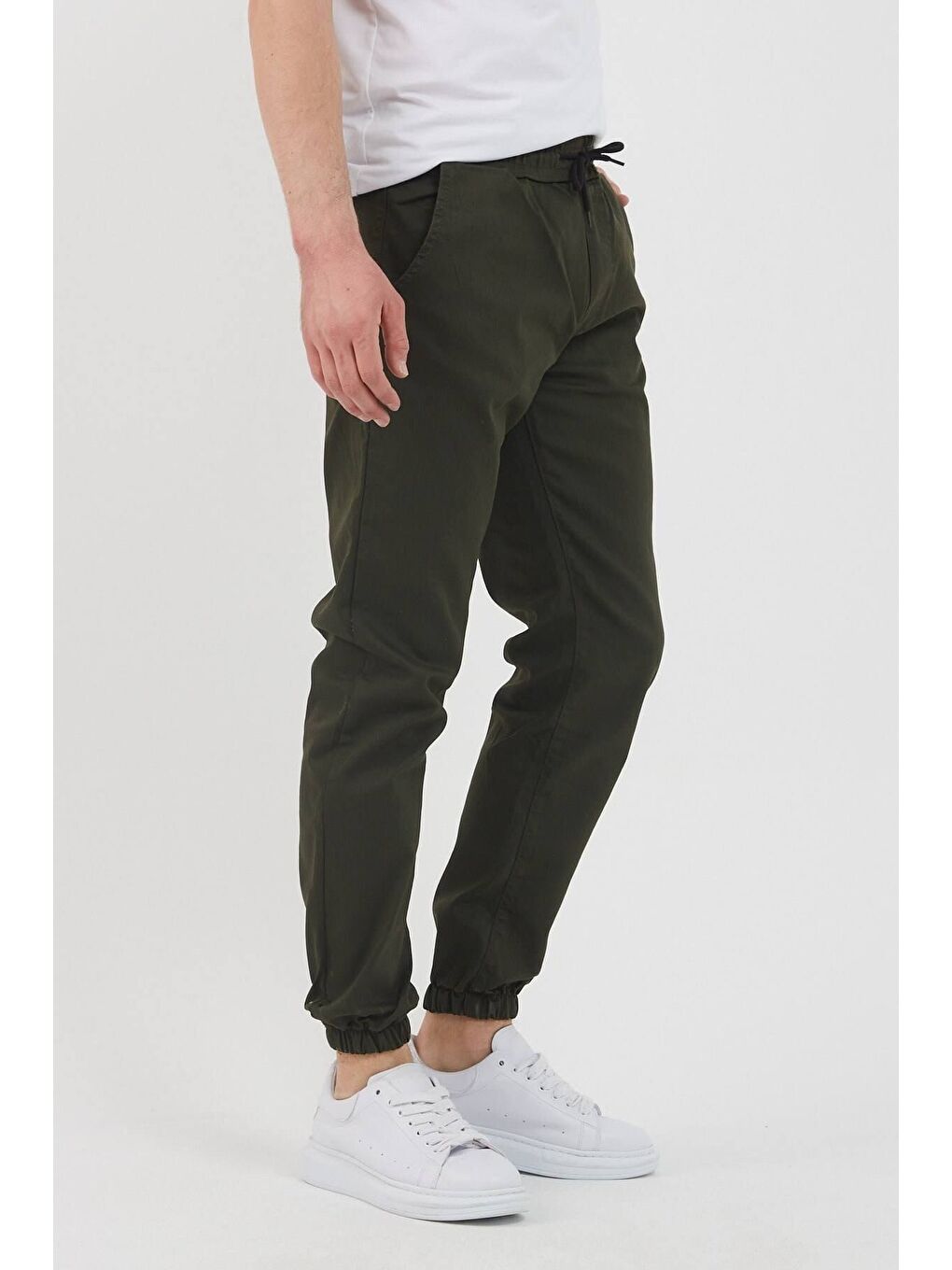 Haki Erkek Bel Paça Lastikli Jogger Pantolon-1
