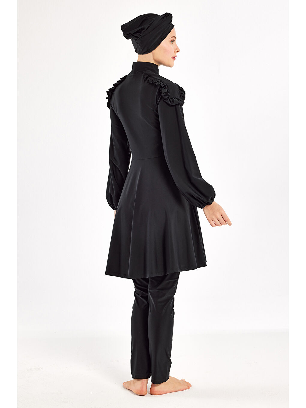 Tasarım Elastanlı Tam Kapalı Tesettür Mayo Yevı 1123 Siyah-2