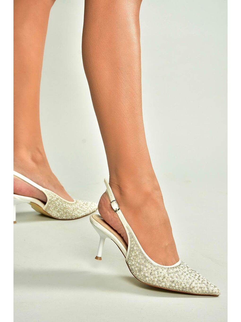 Bej Kadın Topuklu Ayakkabı U676520404-1