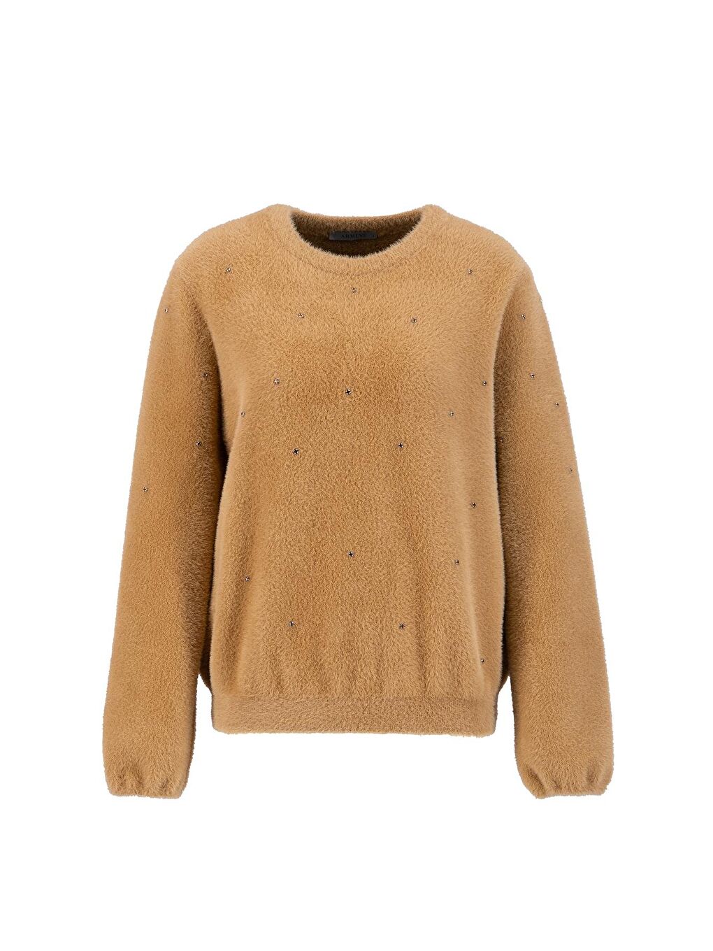 Kahverengi Taş Detaylı Kazak 24Kd2806 Camel-4