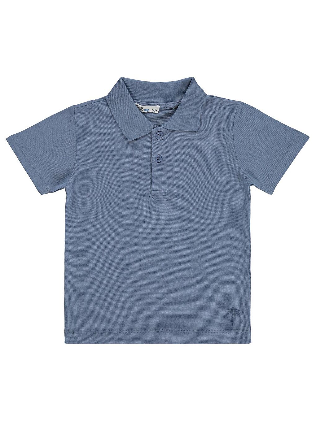 İndigo Boys Erkek Çocuk Palmiye Nakışlı Polo Yaka 2-5 Yaş Tişört - Mavi
