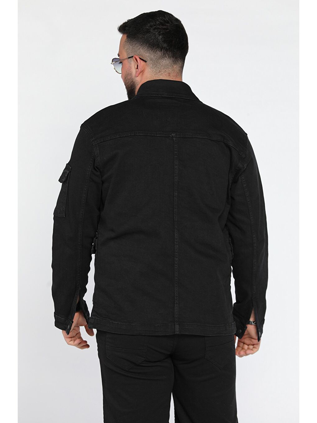 Antrasit Fermuarlı Çıtçıt Detaylı Erkek Jean Ceket-2