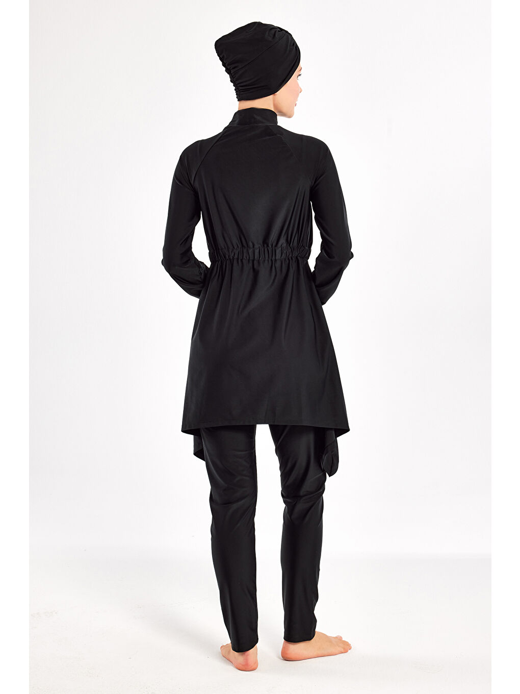 Tasarım Elastanlı Tam Kapalı Tesettür Mayo Belında 1124 Siyah-2