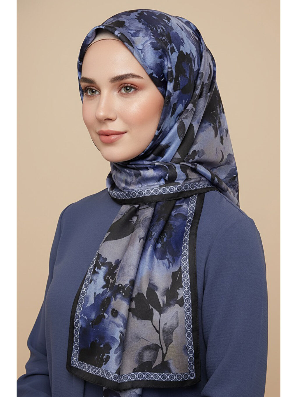 Mavi Midnight Bloom Serisi Pamuk Şal Saks - 27986-SAKS