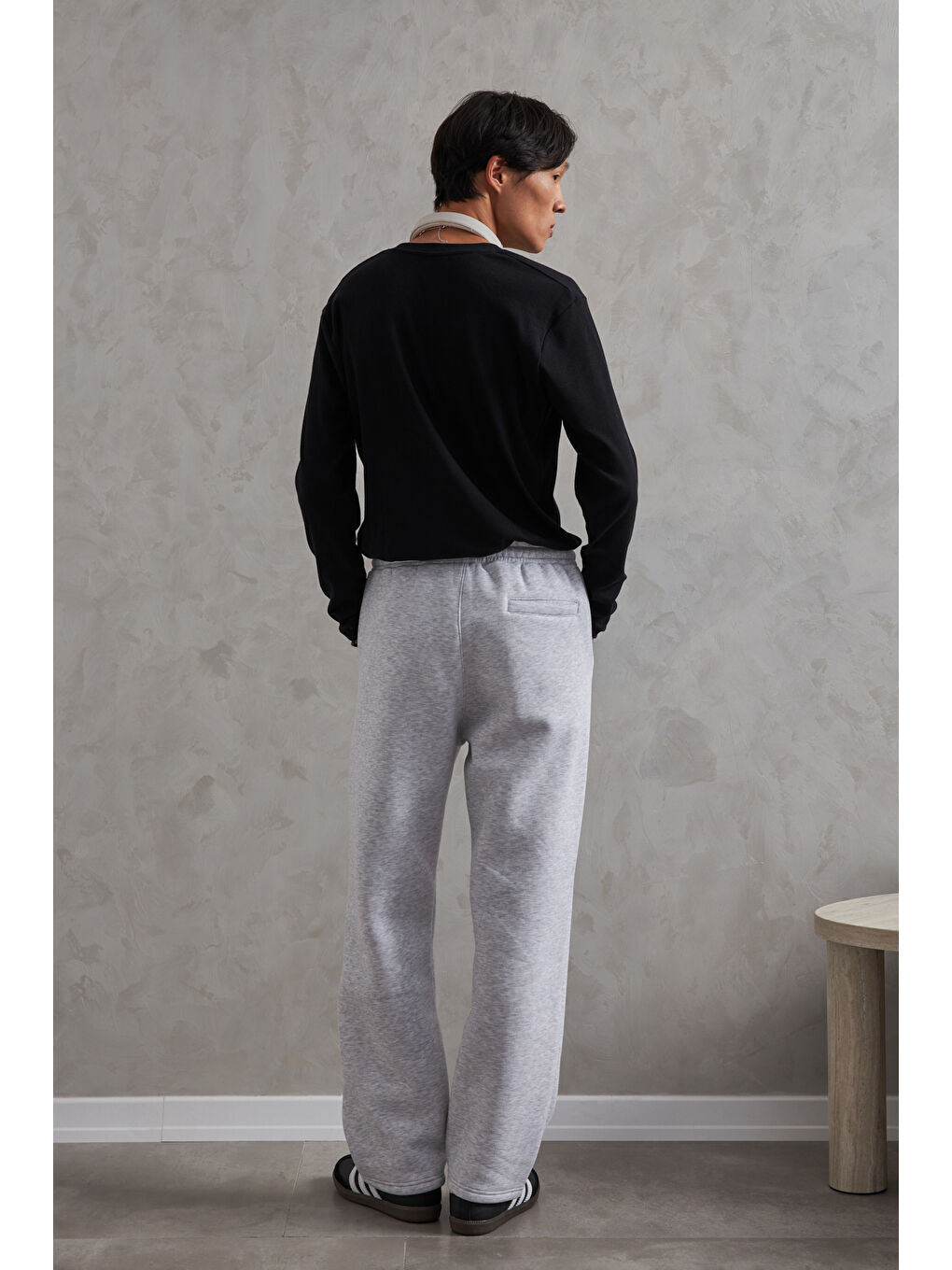 Gri Erkek Önü Dikiş Detaylı Baggy Eşofman Altı-5