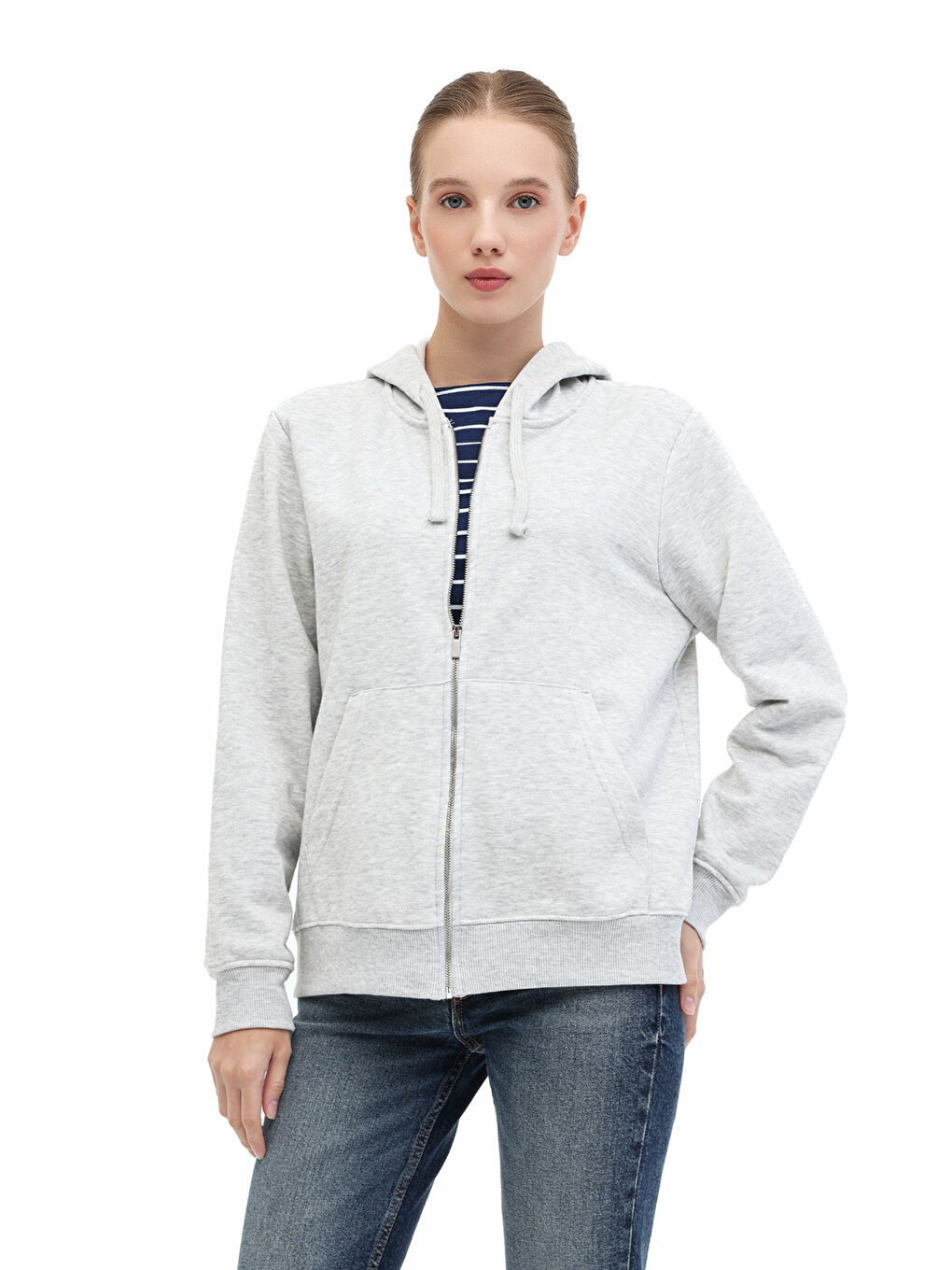 Gri WB 18BELLA-H 5PR GRI MELANJ Kadın Eşofman Üstü