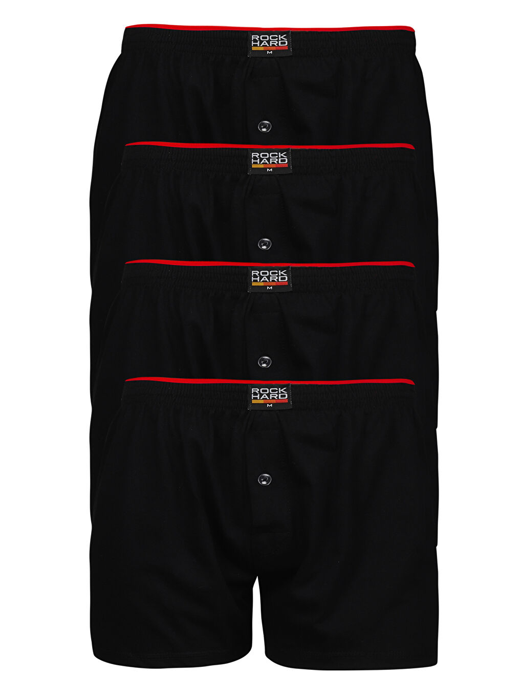 Siyah Erkek Havlu Bel Düğmeli %100 Pamuk Boxer 4'Lü Paket