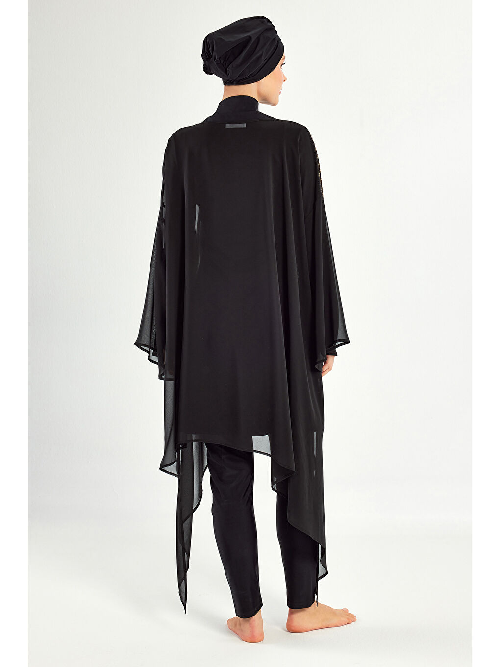 3 lü Pareolu Tasarım Elastanlı Tam Kapalı Tesettür Mayo Jorıe 1128 Siyah-3