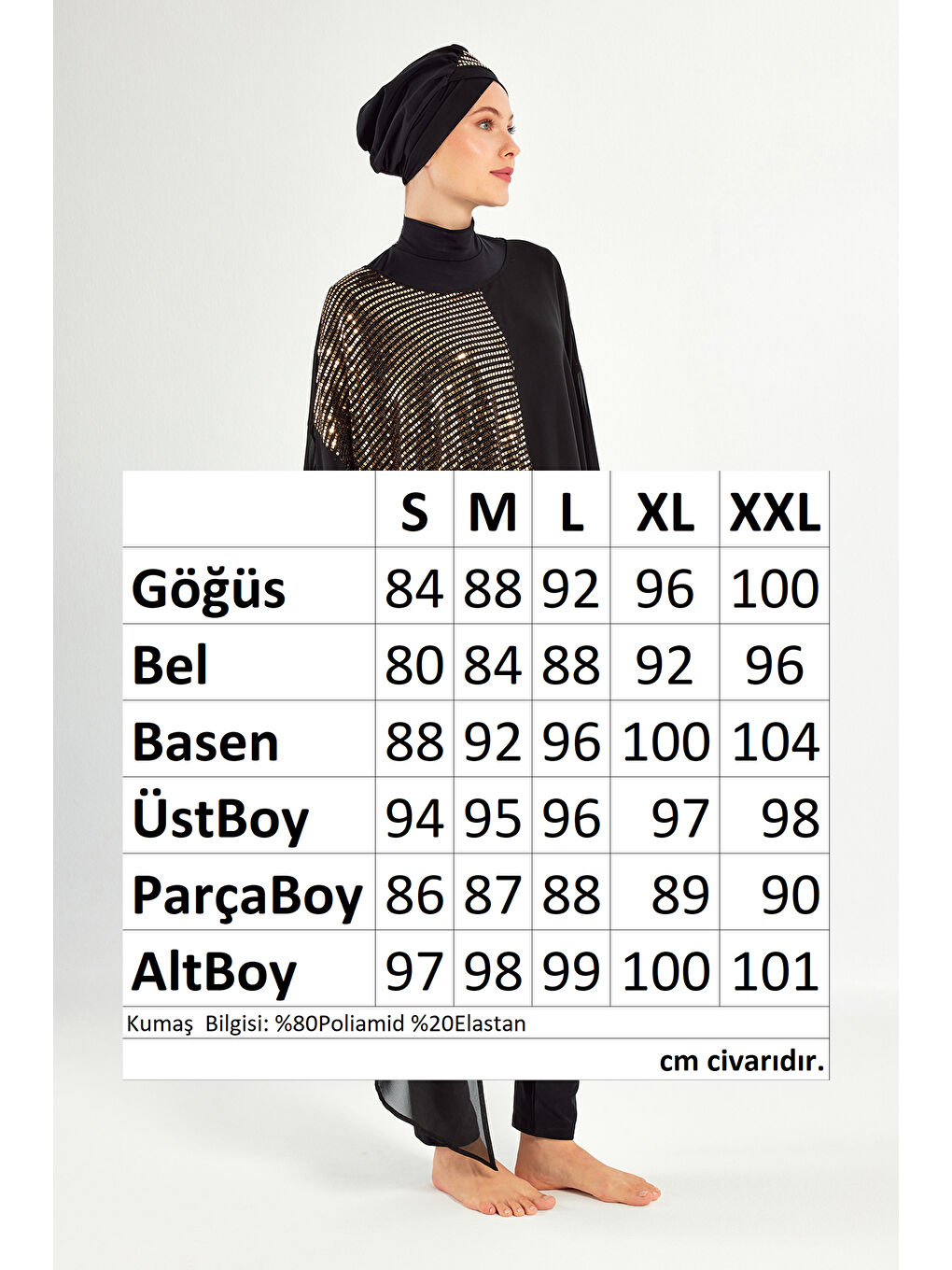 3 lü Pareolu Tasarım Elastanlı Tam Kapalı Tesettür Mayo Jorıe 1128 Siyah-4