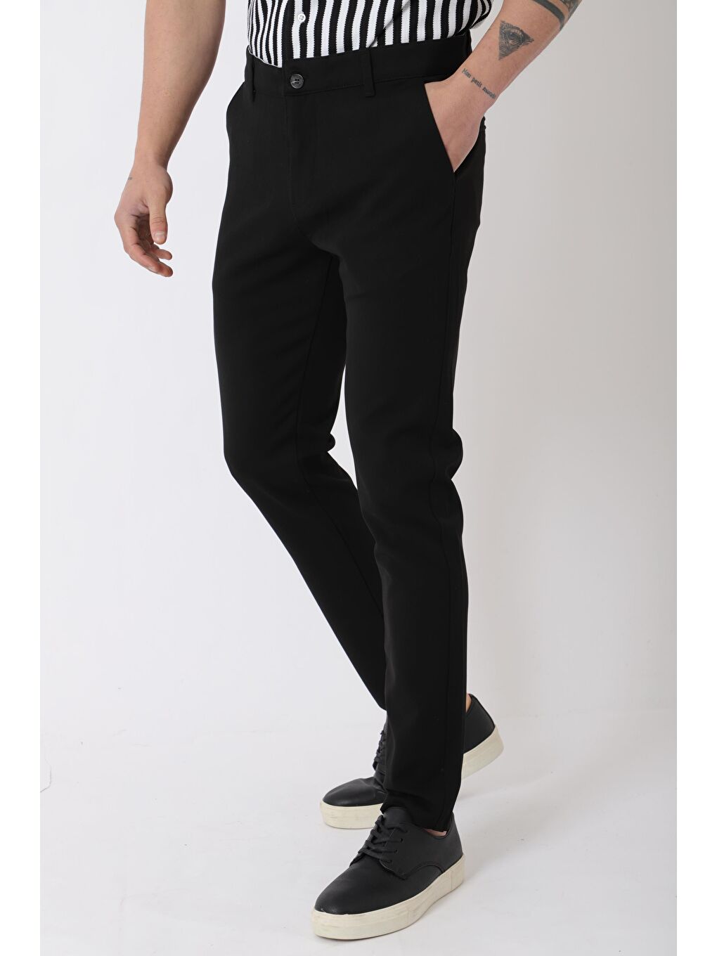 Siyah Dar Paça Kumaş Erkek Pantolon DP_0396-5