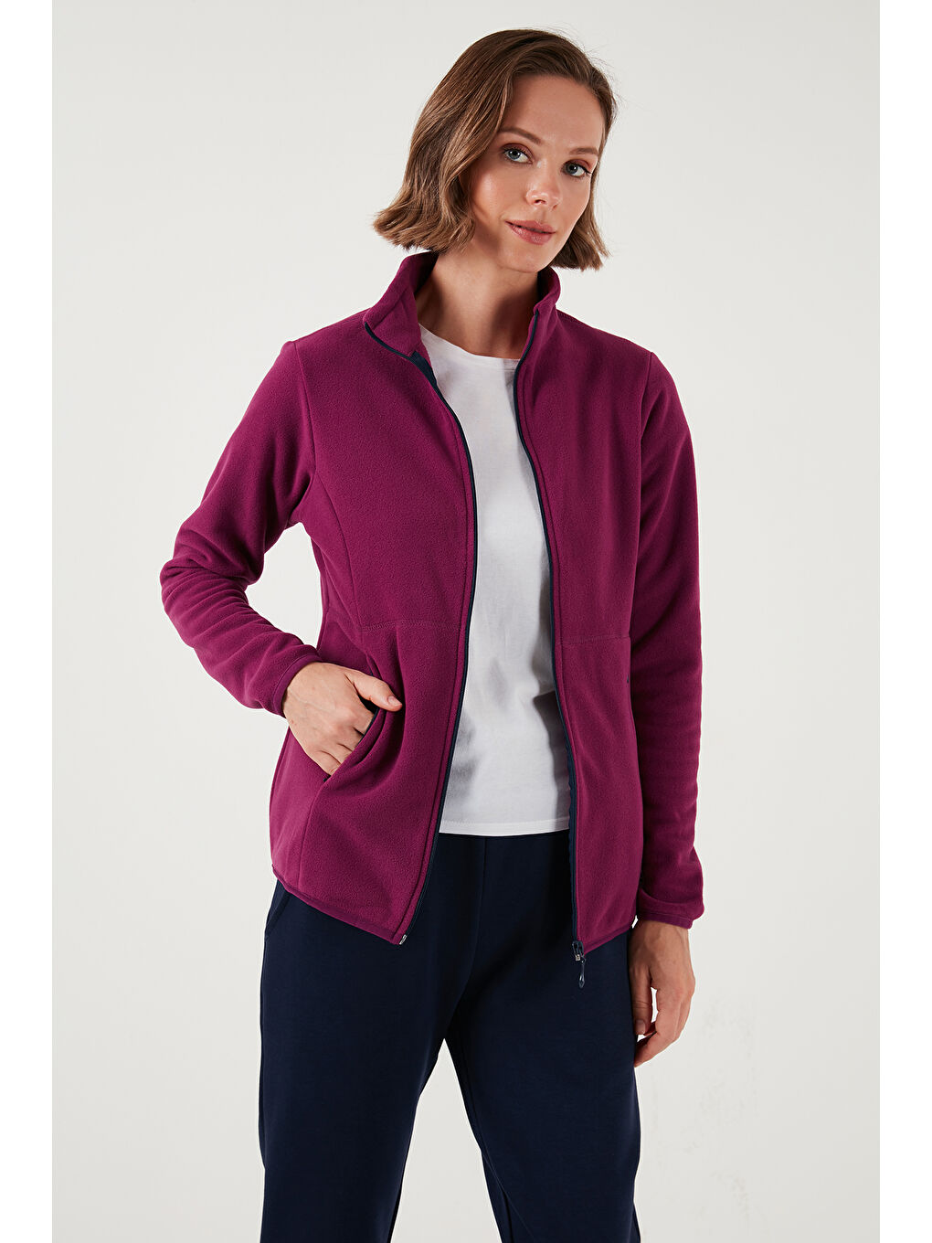 Mor Slim Fit Anti-Pilling Tüylenme Yapmayan Fermuarlı 2'li Paket Polar Hırka 5907012S2-2