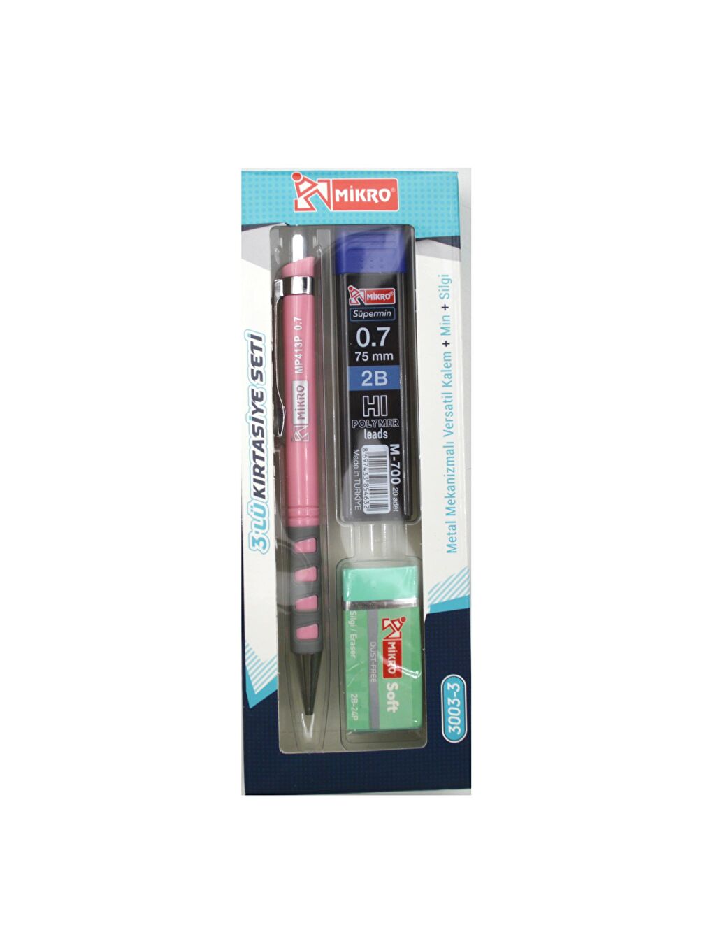 Kırtasiye Okul Seti Versatil 3 Lü  0,7 ( Kalem+Silgi+Uç) MK-3003-3