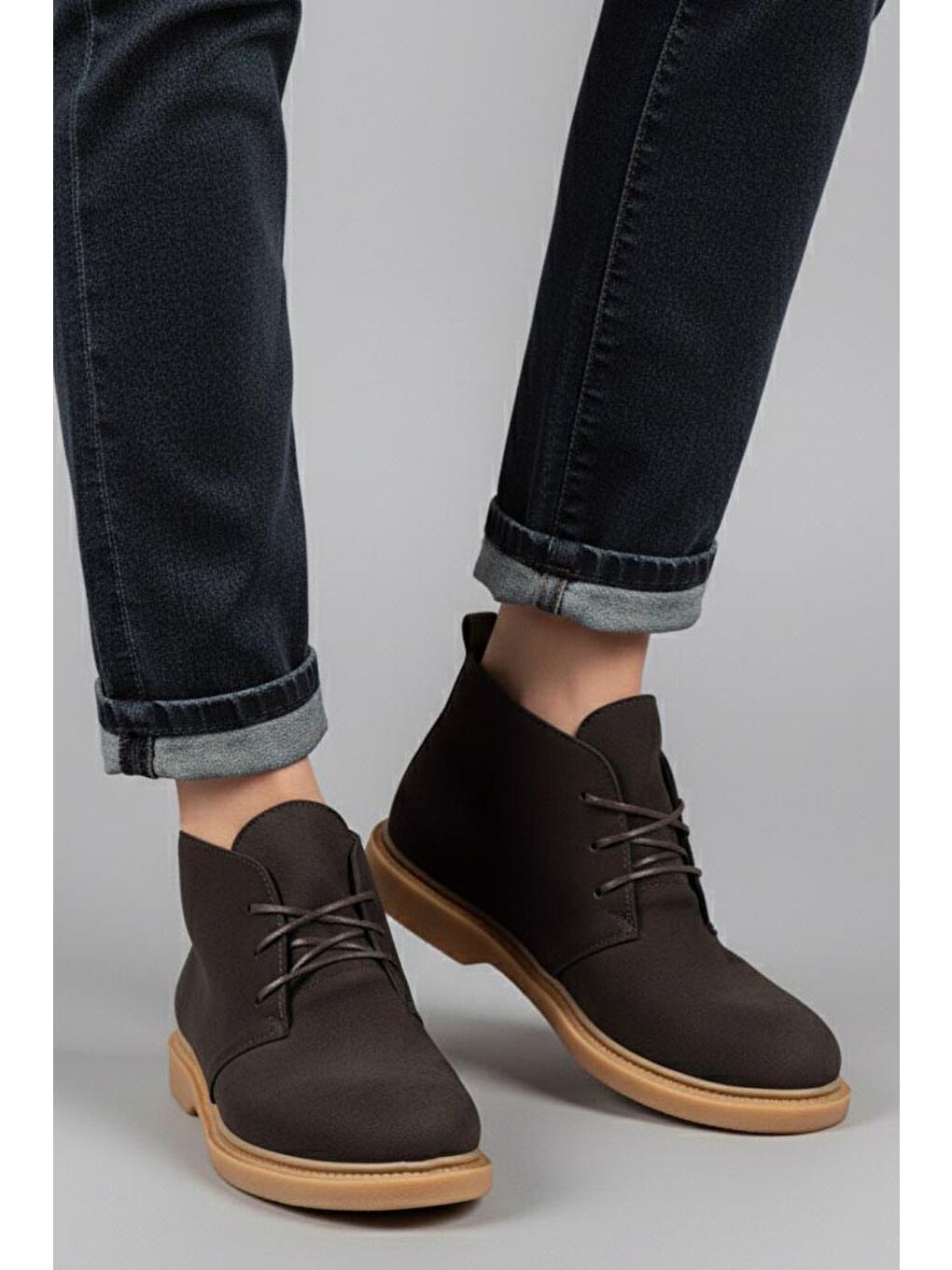 Kahverengi Kadın Kahve Bağcıklı Yarım Süet Bot - 27906-KAHVE-1