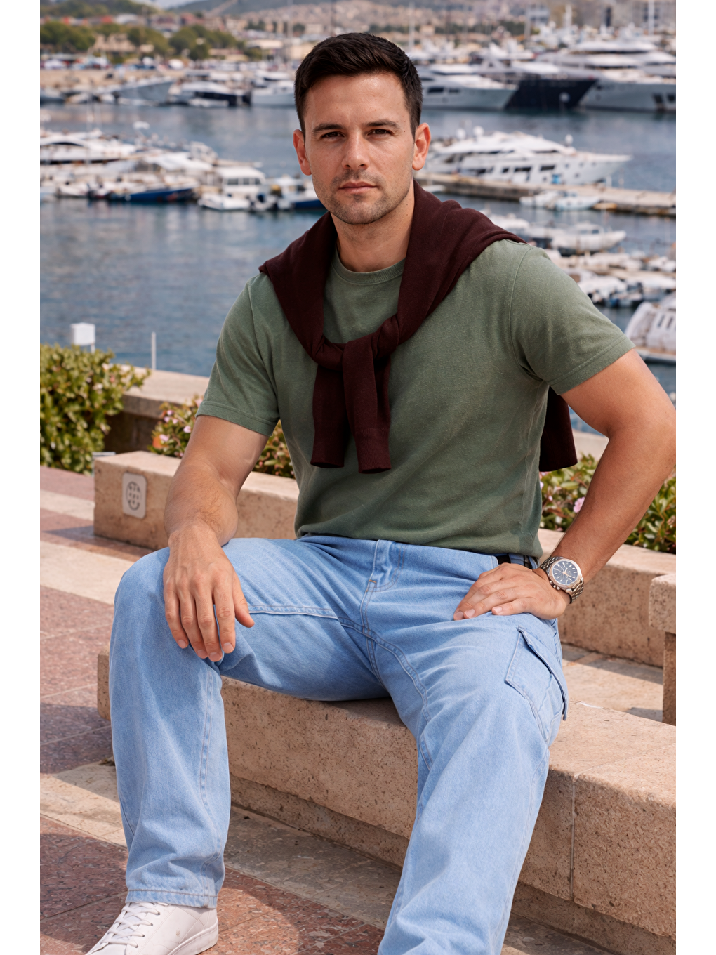 Erkek Relax Fit B.Mavi Baggy Kargo Pantolon-4