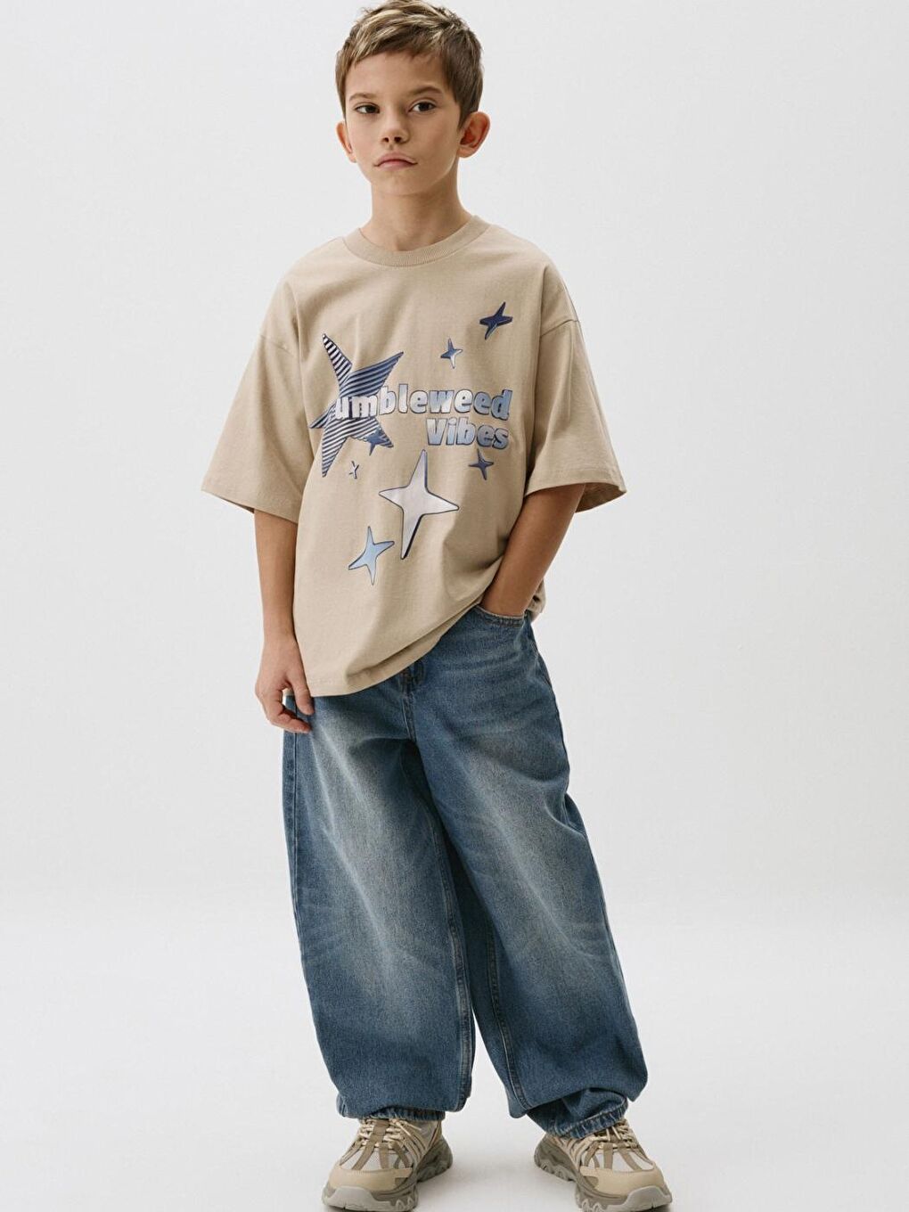 Mavi Erkek Çocuk Baggy Fit Jean Pantolon  6-15 Yaş  Rahat ve Trend