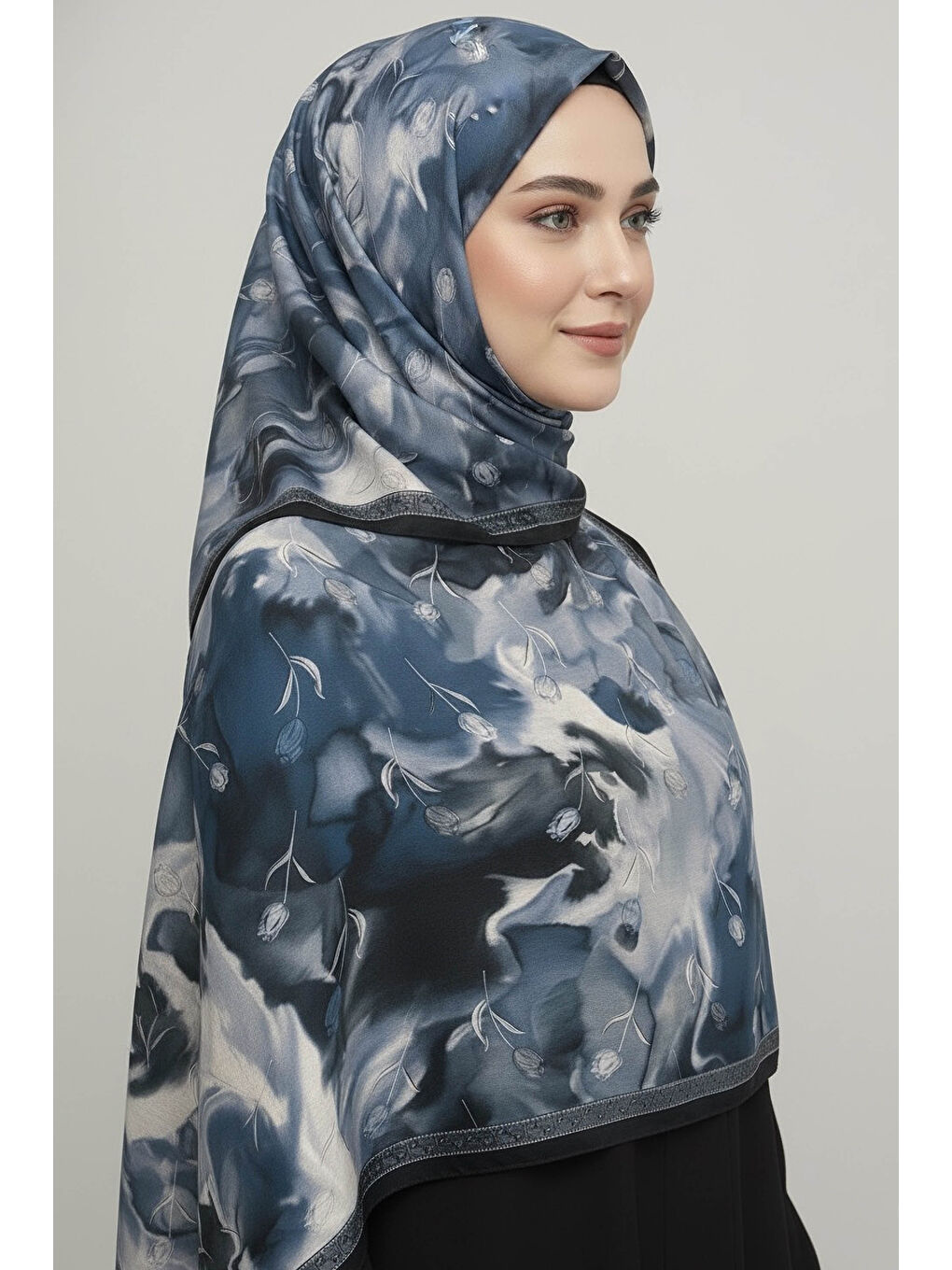 Soft Mist Serisi Pamuk Şal Lacivert - 27985-LACIVERT