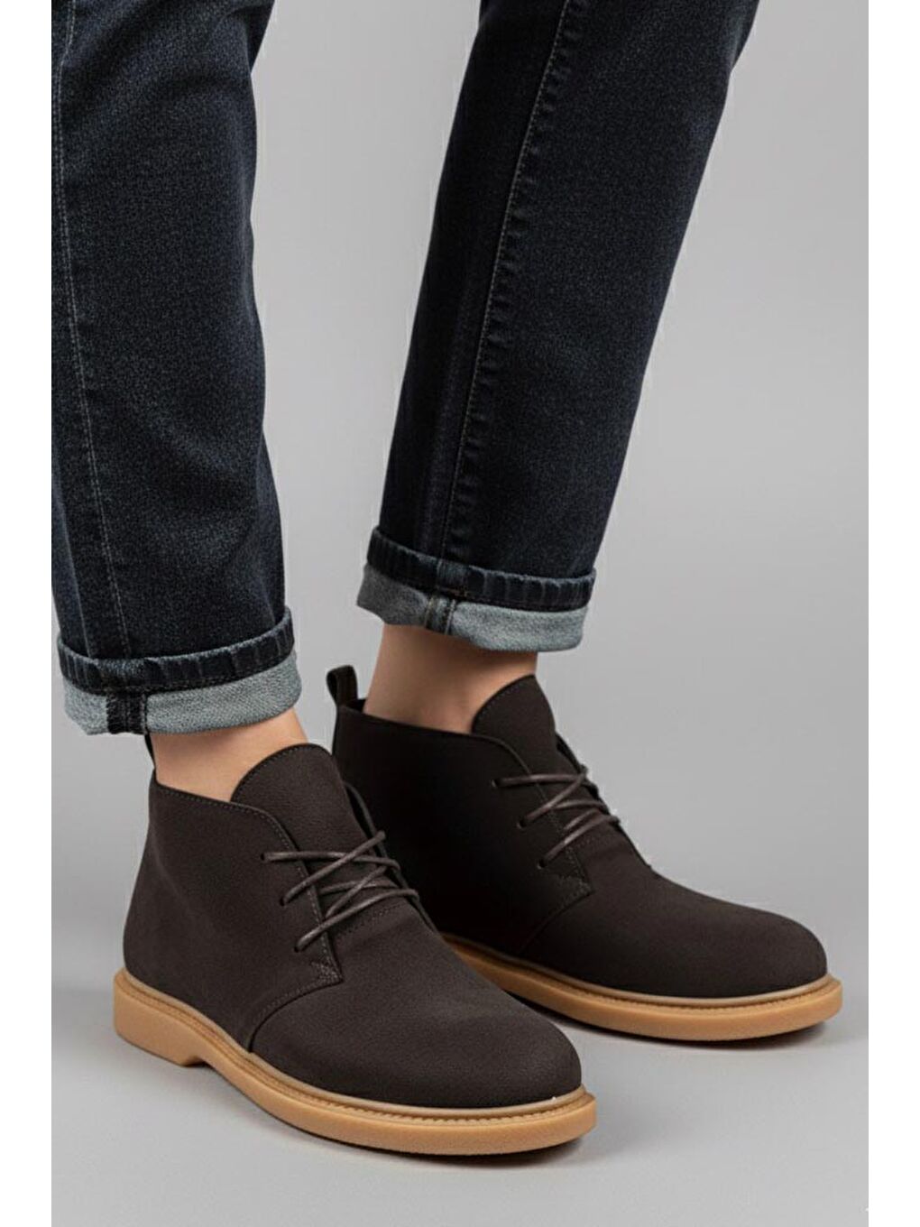 Kahverengi Kadın Kahve Bağcıklı Yarım Süet Bot - 27906-KAHVE-2