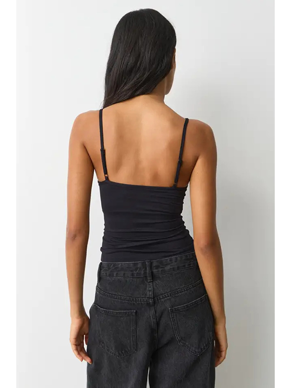 Siyah Ayarlanabilir Kopçalı Askı Kadın Atlet Mg2676-2