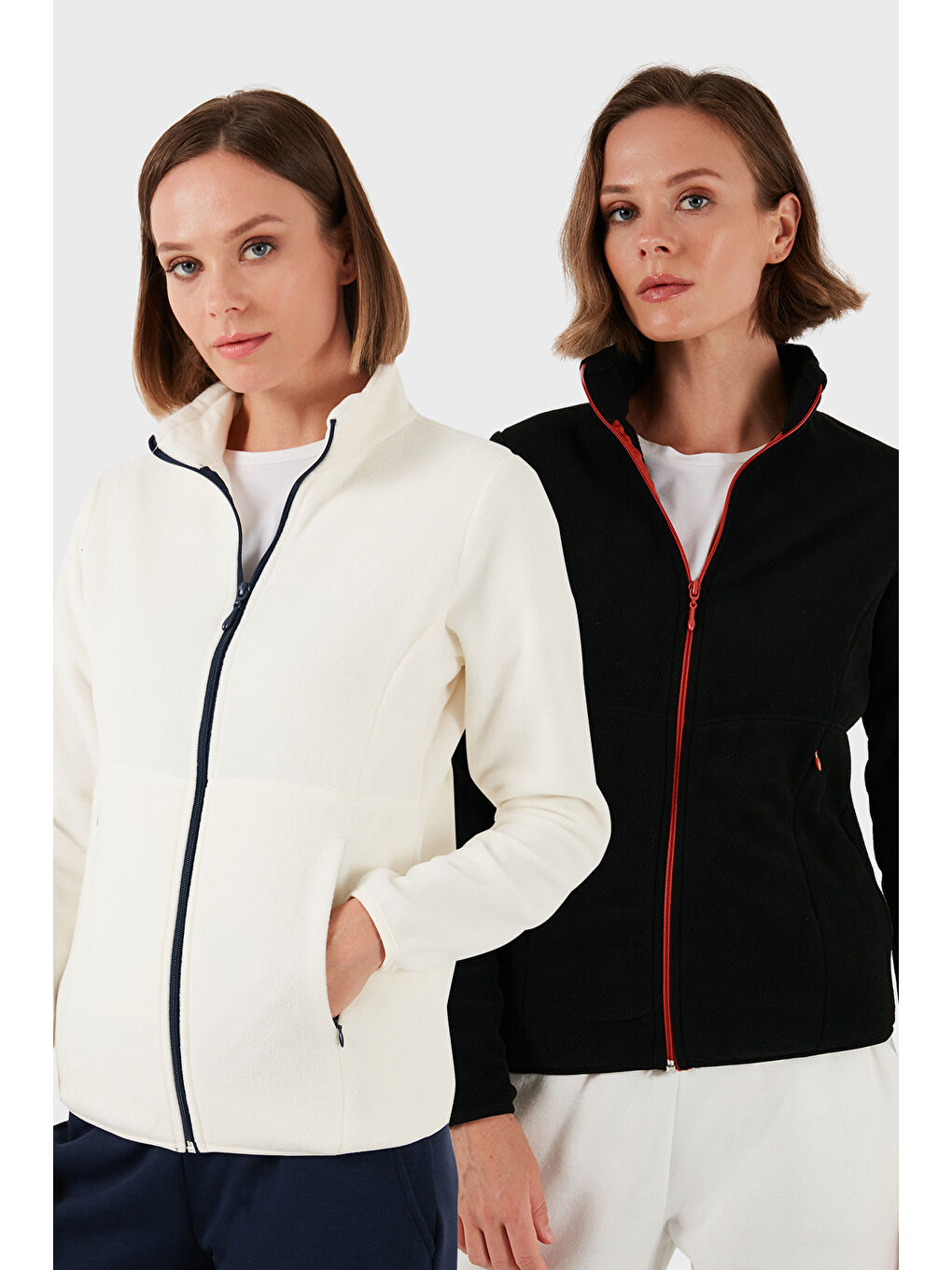 Lila Slim Fit Anti-Pilling Tüylenme Yapmayan Fermuarlı 2'li Paket Polar Hırka 5907012S2