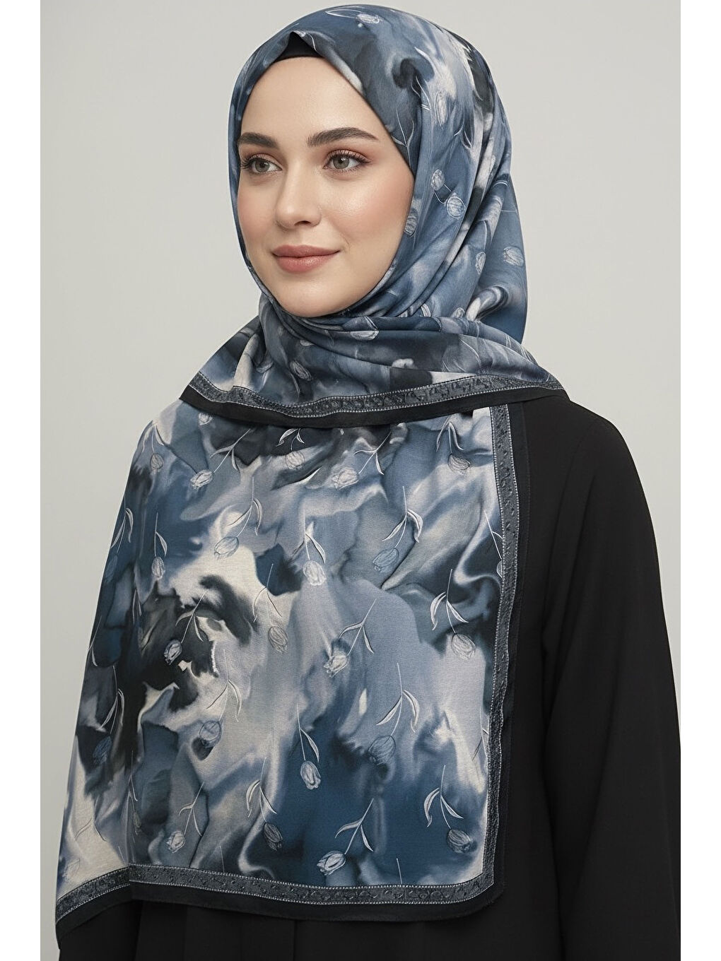 Soft Mist Serisi Pamuk Şal Lacivert - 27985-LACIVERT-1