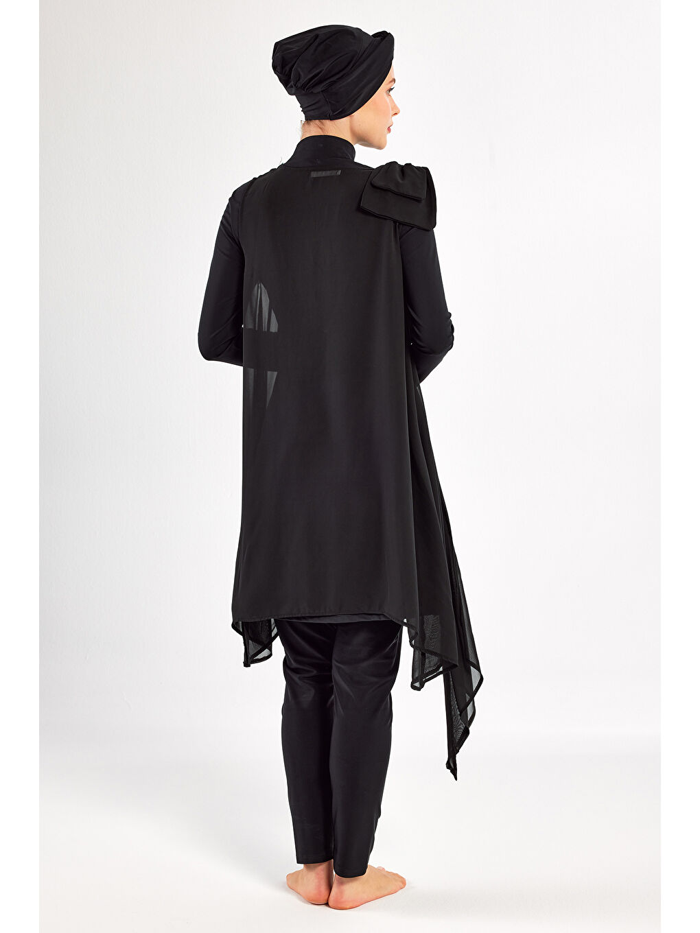 3 lü Pareolu Elastanlı Tam Kapalı Tesettür Mayo Jossy 4559 Siyah-2