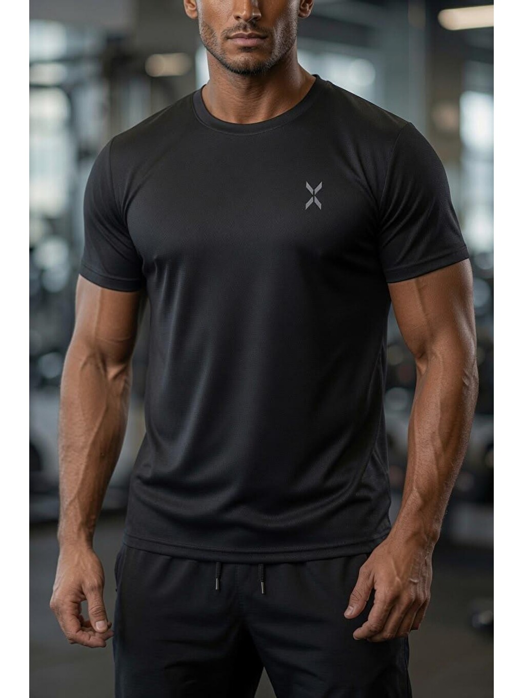 Siyah Xylon 2'li Paket Mikro Polyester Nefes Alabilen Hafif Perform Antrenman Sporcu Erkek Tshirt-1