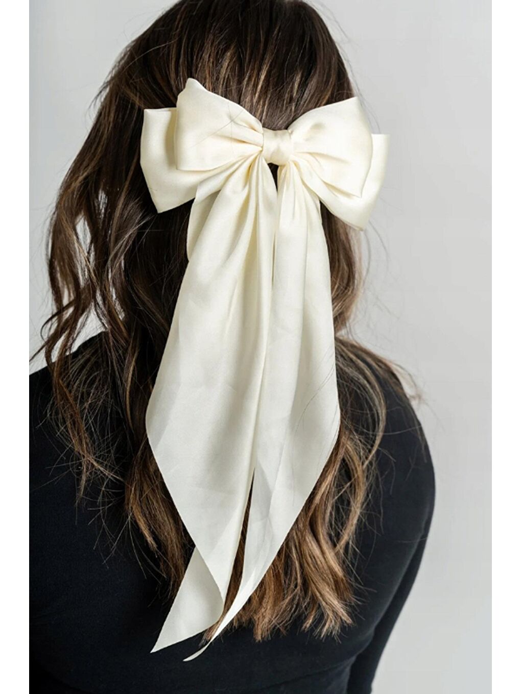 Ekru Uzun Fularlı Fiyonk Otomatik Fiyonk Toka-1