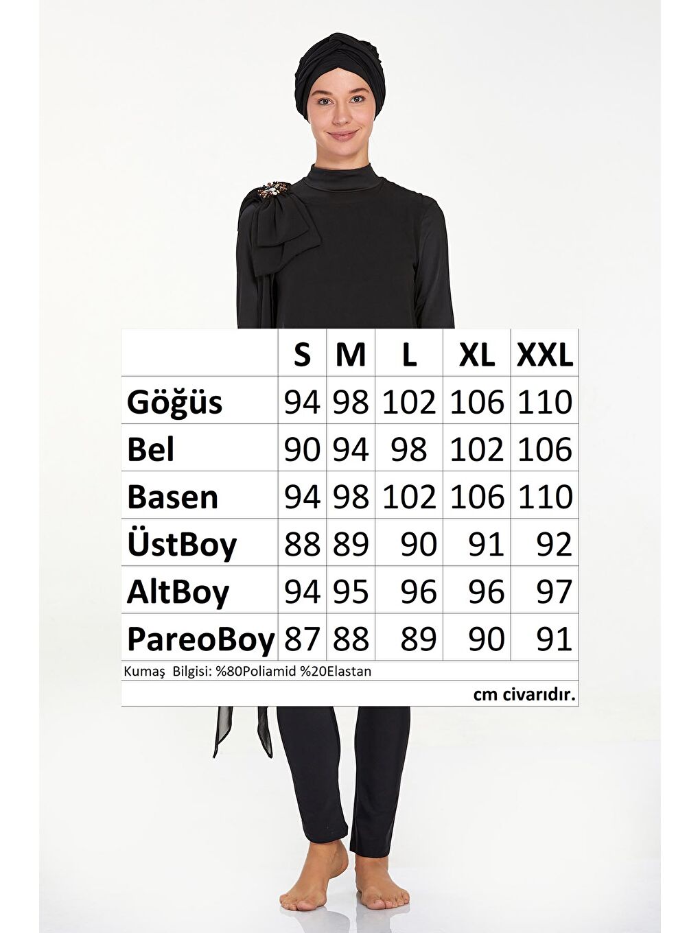 3 lü Pareolu Elastanlı Tam Kapalı Tesettür Mayo Jossy 4559 Siyah-3