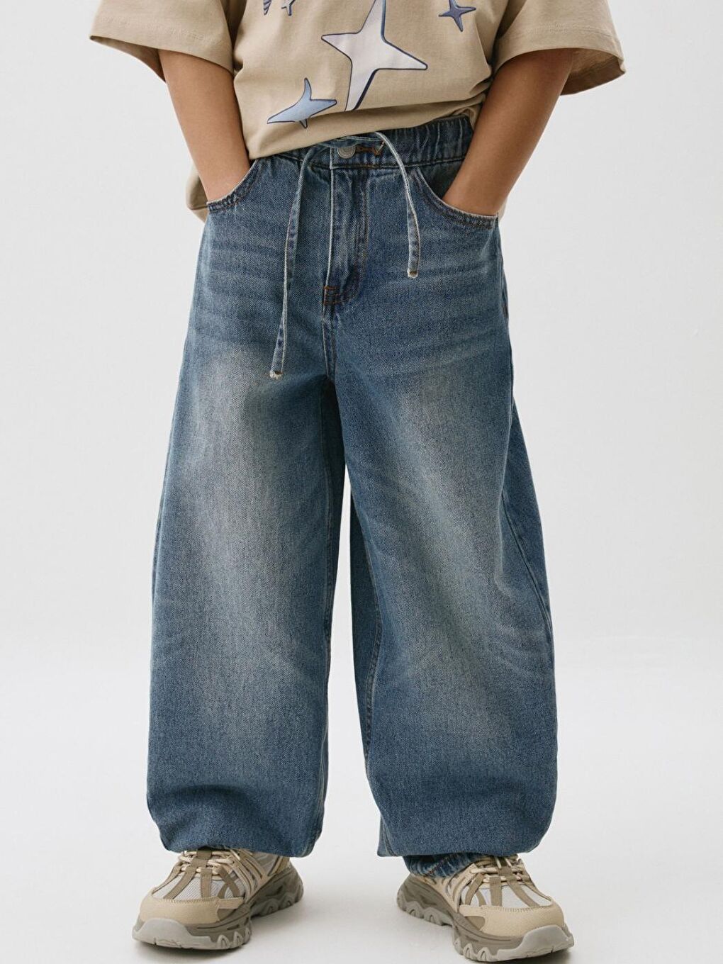 Mavi Erkek Çocuk Baggy Fit Jean Pantolon  6-15 Yaş  Rahat ve Trend-1