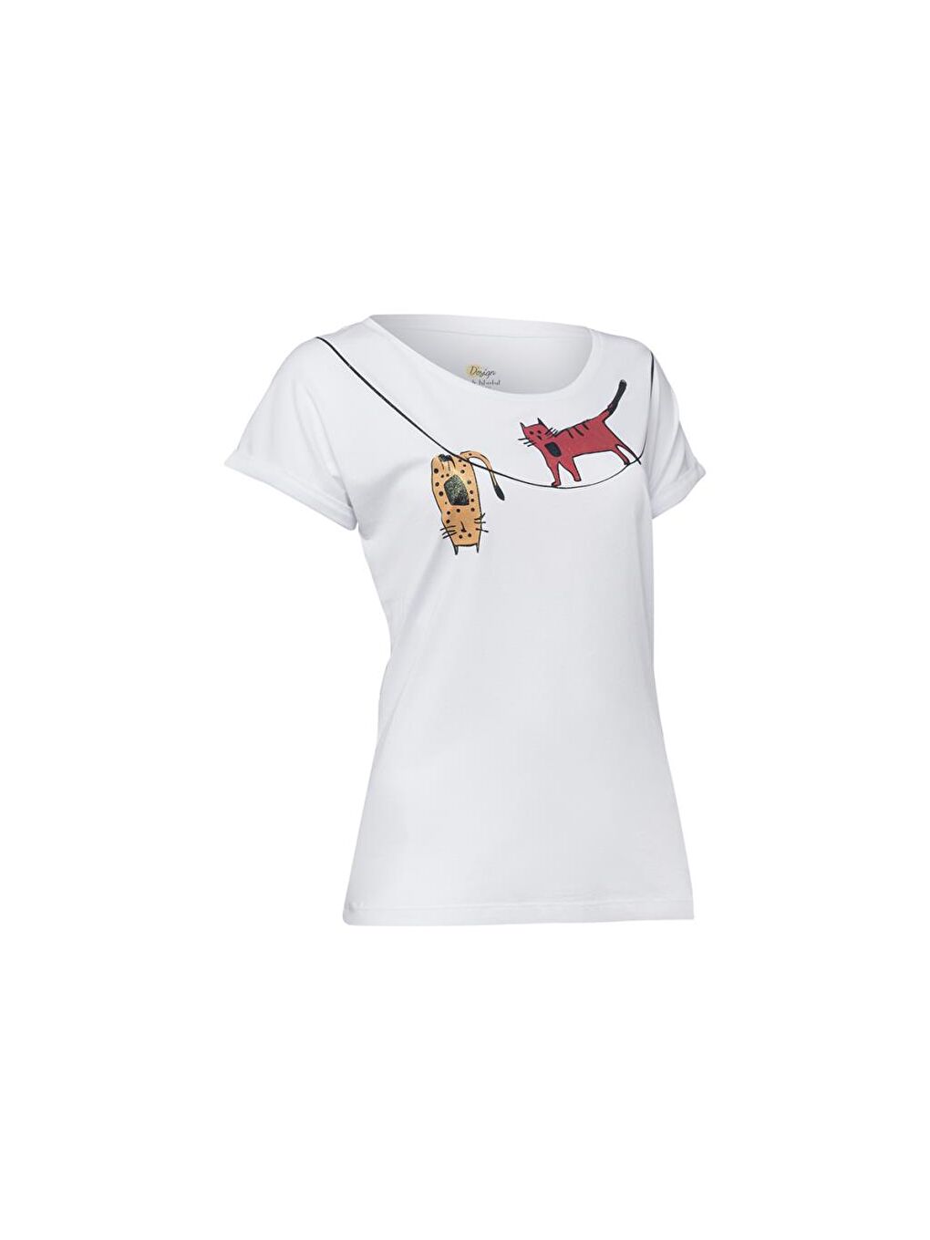 Beyaz Cambaz Kedi T-Shirt-1