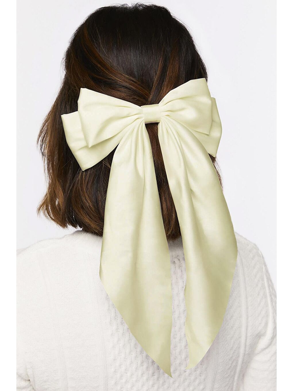 Ekru Uzun Fularlı Fiyonk Otomatik Fiyonk Toka-2