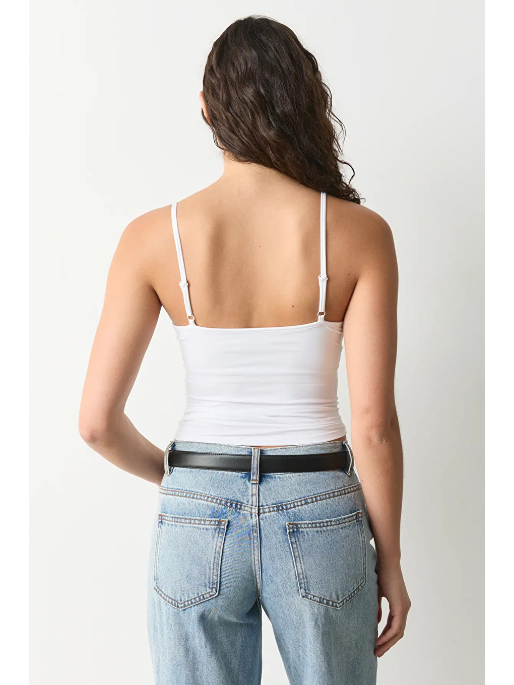 Beyaz Ayarlanabilir Kopçalı Askı Kadın Atlet Mg2676-2