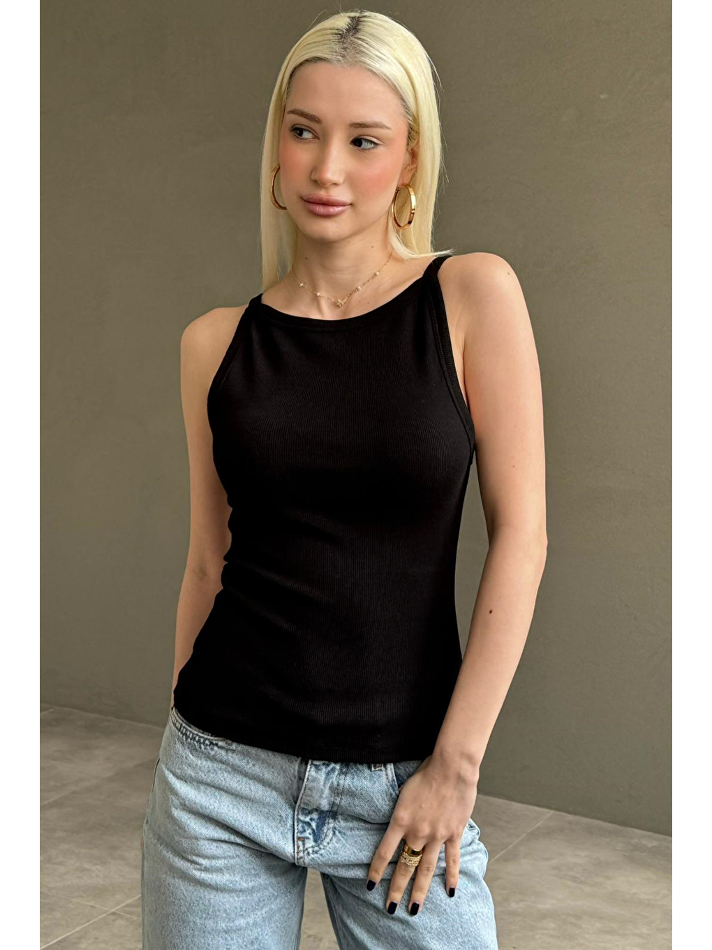 Siyah Biyeli Vücudu Saran Fitilli Modern Kesim Atlet Mg2681-2