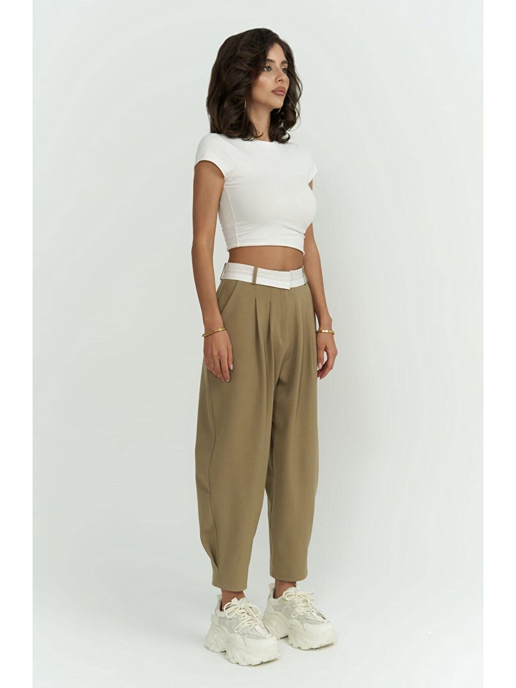 Patrice Açık Haki Ters Kemer Pantolon-2