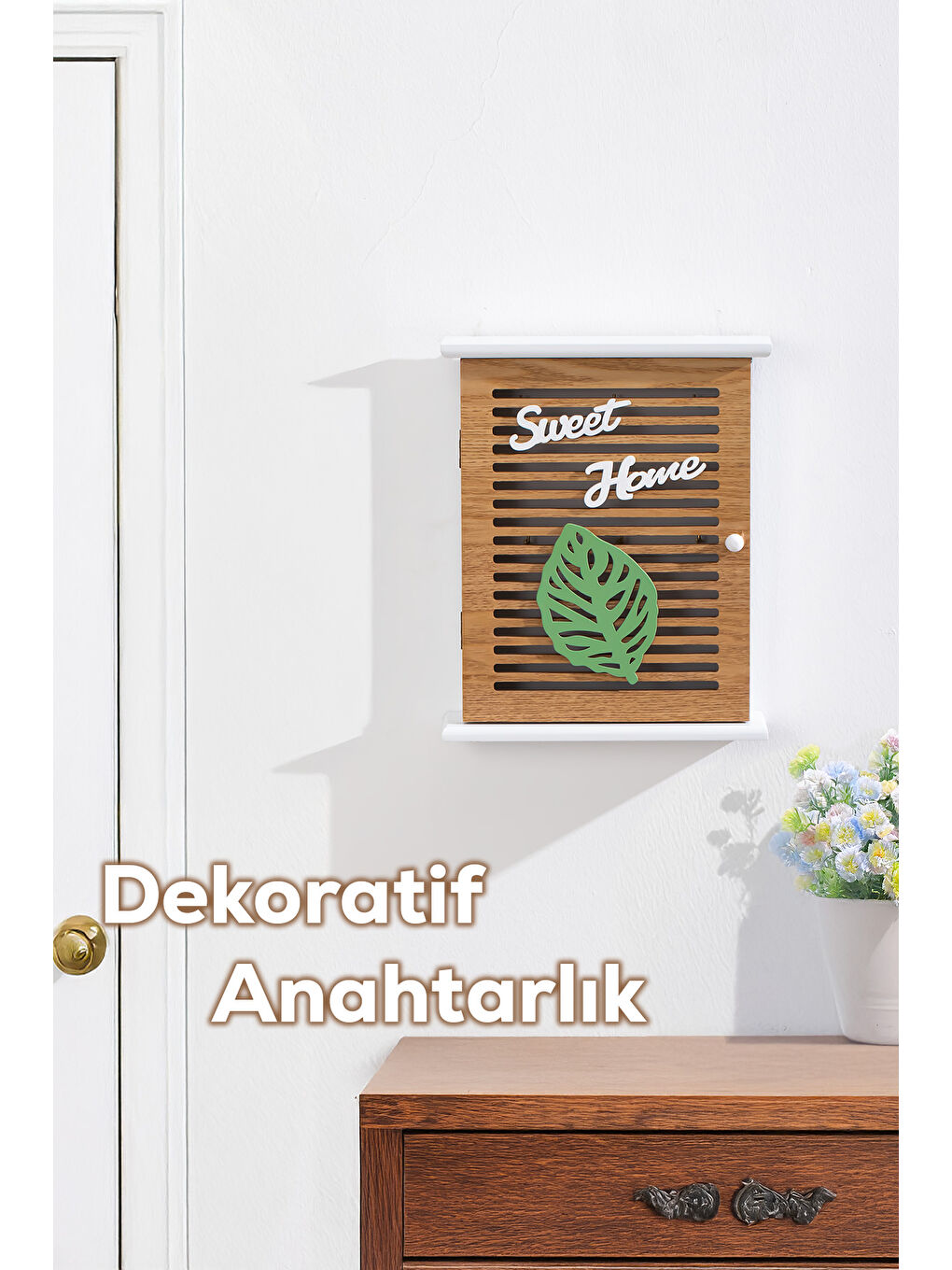 Gri 2069 Duvara Montajlı Dekoratif Anahtarlık Dolabı - Duvar Askılı Anahtar Saklama Kabini