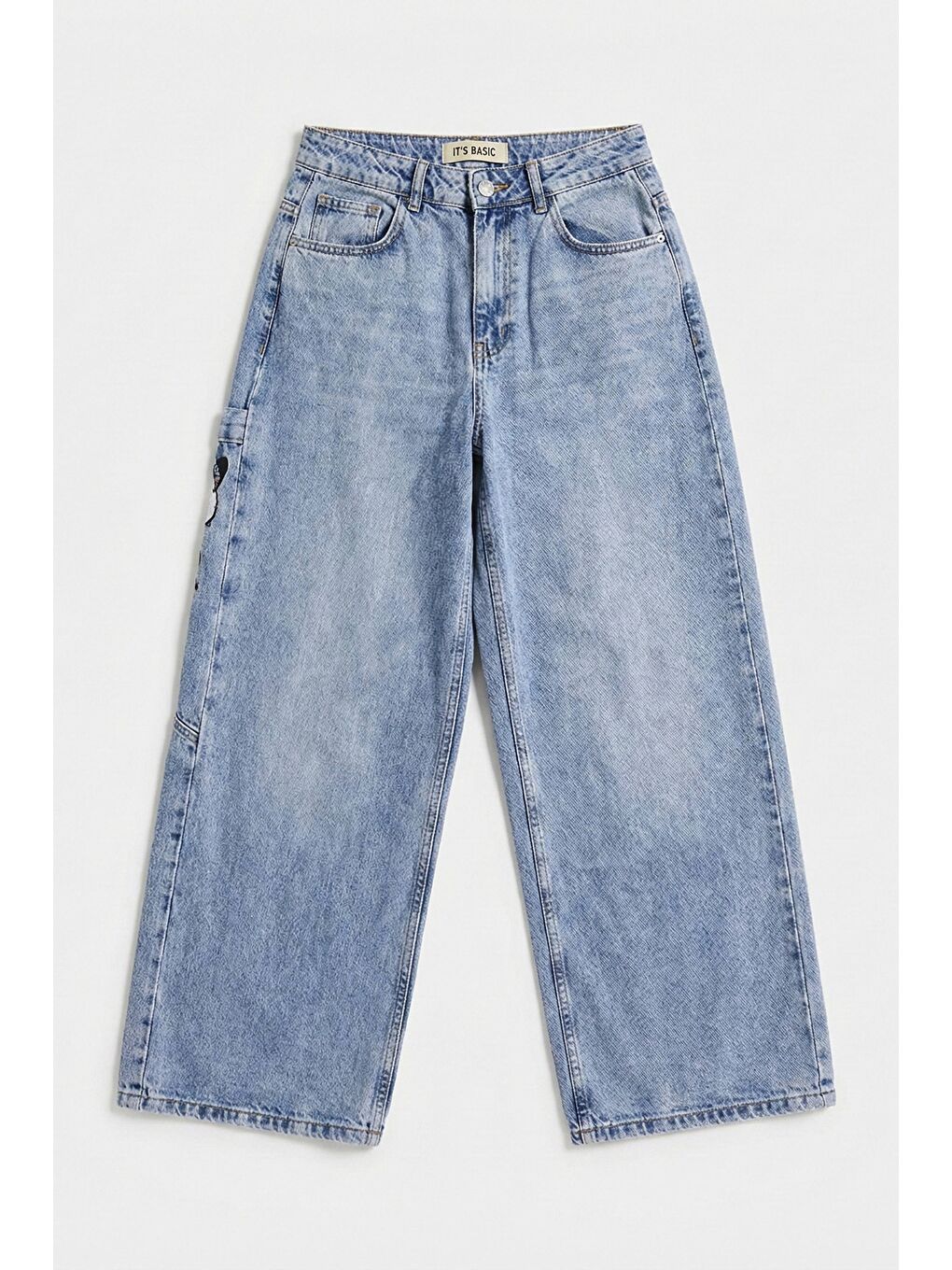 Mavi Kadın Jean Rengi 4s6-89 Mega Baggy Fit Nakış Detaylı Özel Tasarım Denim Jean-5