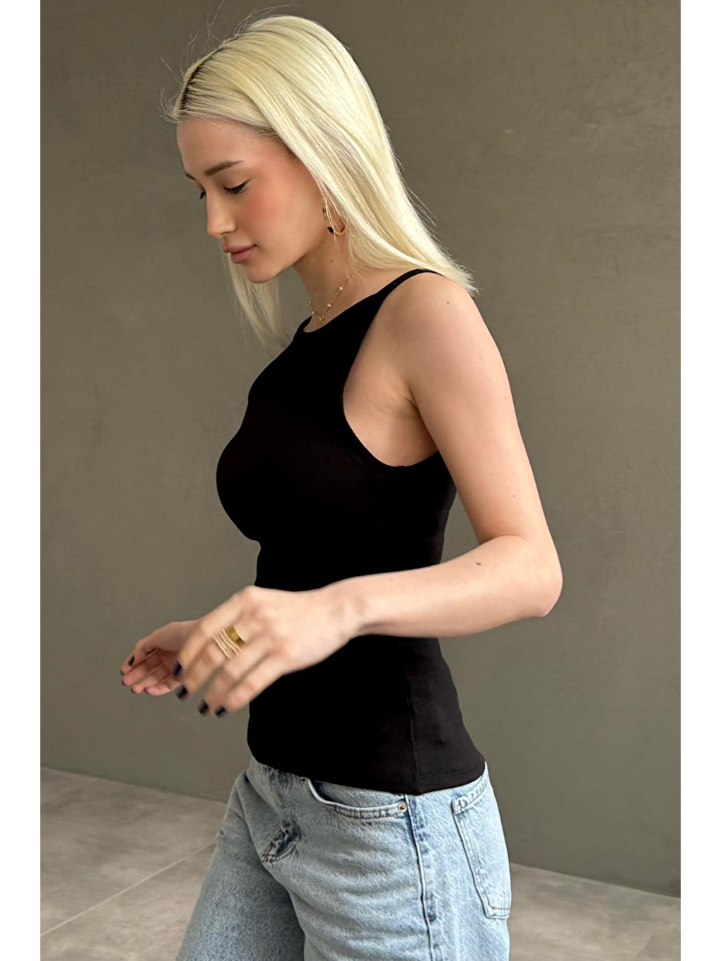 Siyah Biyeli Vücudu Saran Fitilli Modern Kesim Atlet Mg2681-5