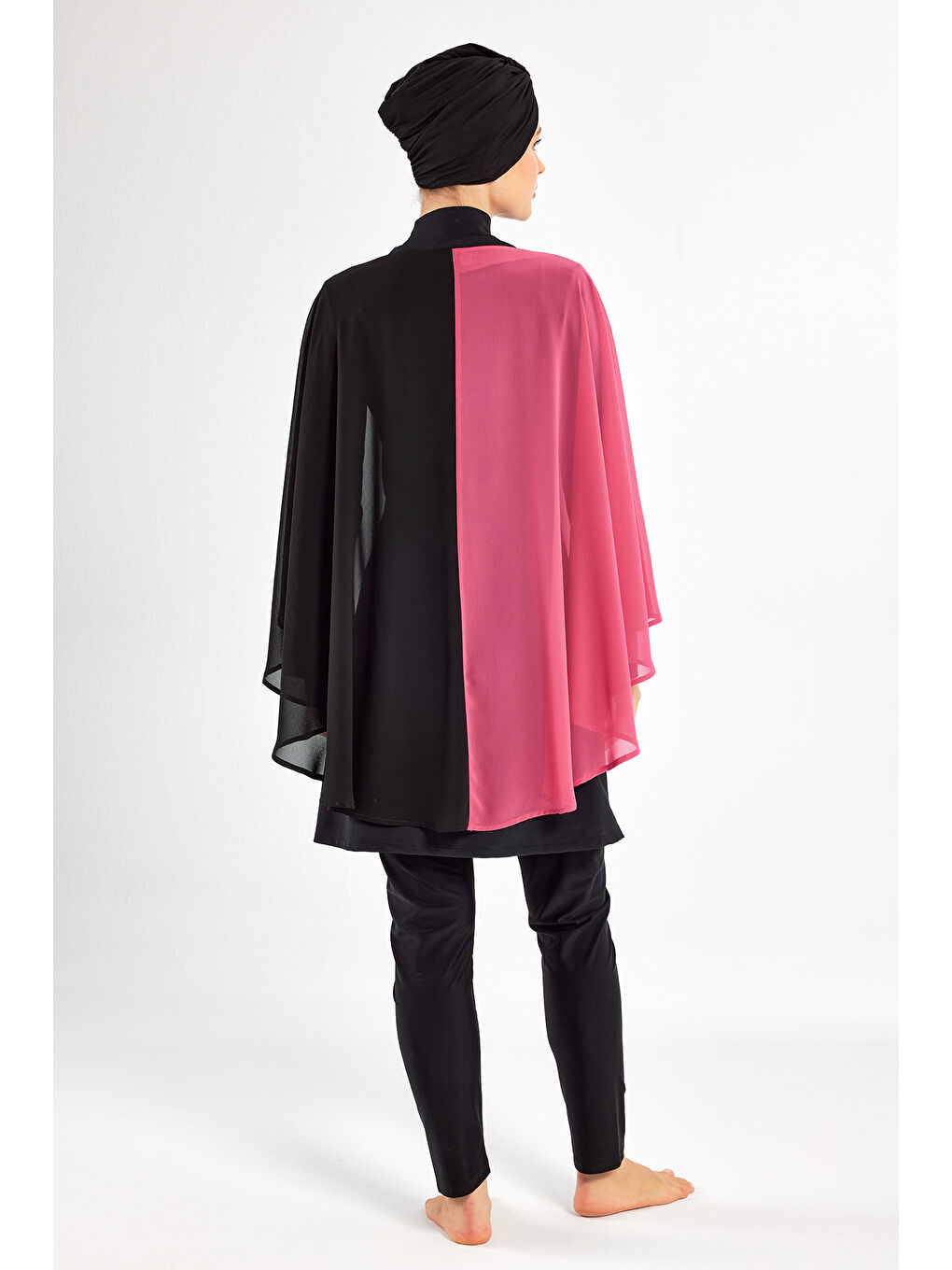 3 lü Pareolu Elastanlı Tam Kapalı Tesettür Mayo Elfie 1127 Siyah-2