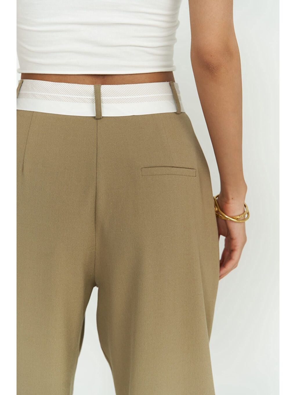 Patrice Açık Haki Ters Kemer Pantolon-4