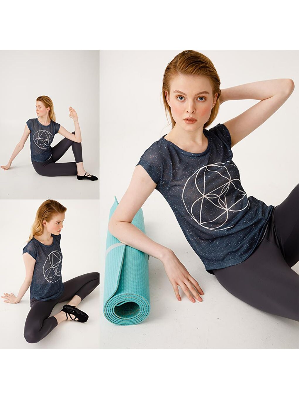 Siyah BiggYoga Namaste Antrasit T-Shirt-5