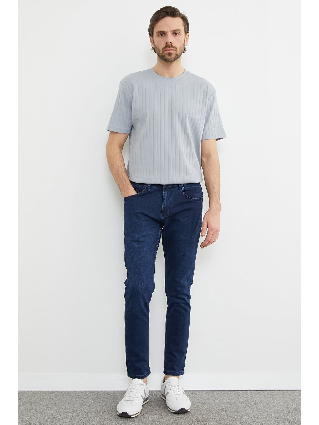 Lacivert Slim Fit Normal Bel Jean-1